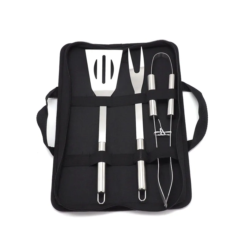

Outdoor barbecue accessories three-piece stainless steel barbecue tool set, As photo