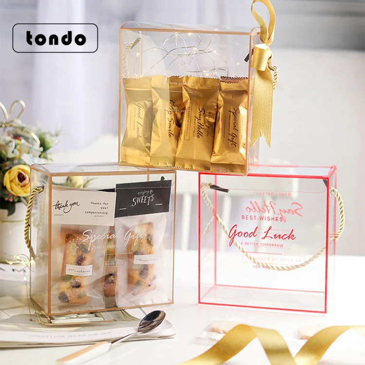 

Tondo nougat cookie toffee packaging gift box PET Transparent portable cake box