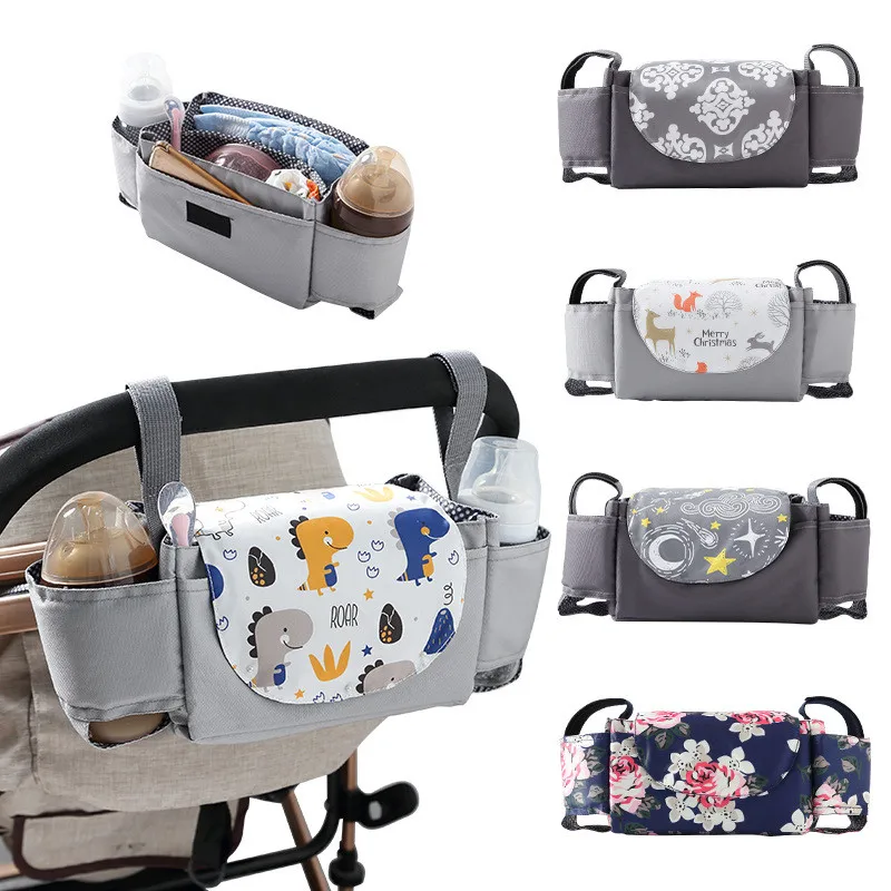 

Universal Portable Waterproof Hanging Baby diaper bag with Cup bottle holder Large Capacity Baby Stroller Organizer Bag