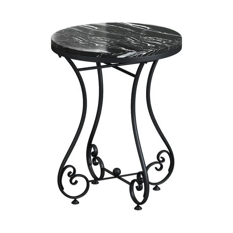 
Curved Metal Frame Base with Marble Top Side Table Housing Decoration Furniture 