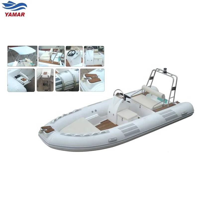 

China hot CE RIB 480 Hypalon Rigid Fiberglass Hull Inflatable Boat for sale, Grey or optional
