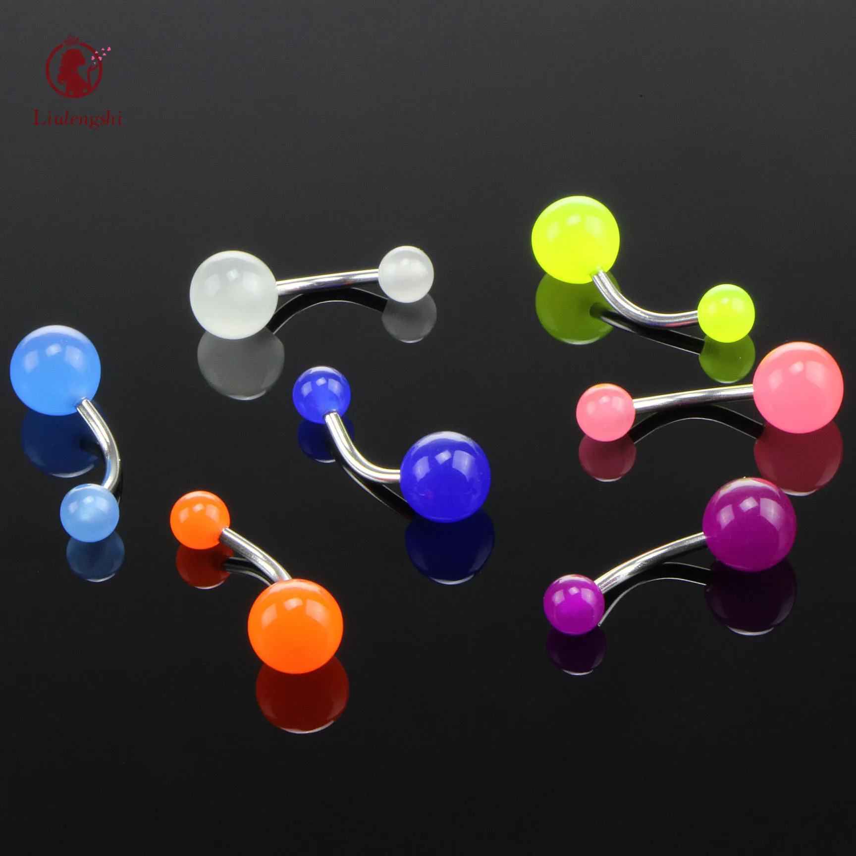 

Hot Selling Stainless Steel Women's Fluorescence Navel Rings Sweet Color Belly Rings Glow In The Dark