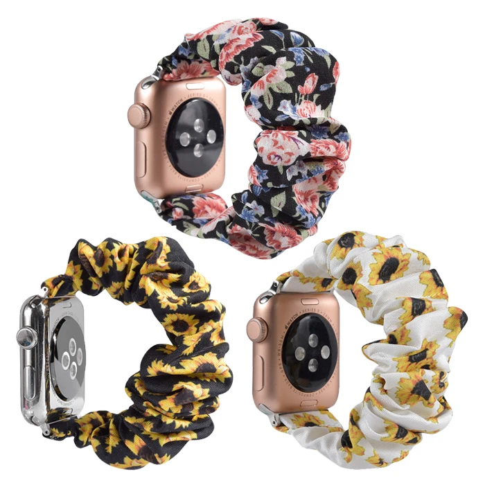 

40mm 44mm 38mm 42mm Custom Design Floral Hair Scrunchie Watch Bands For Apple Watch