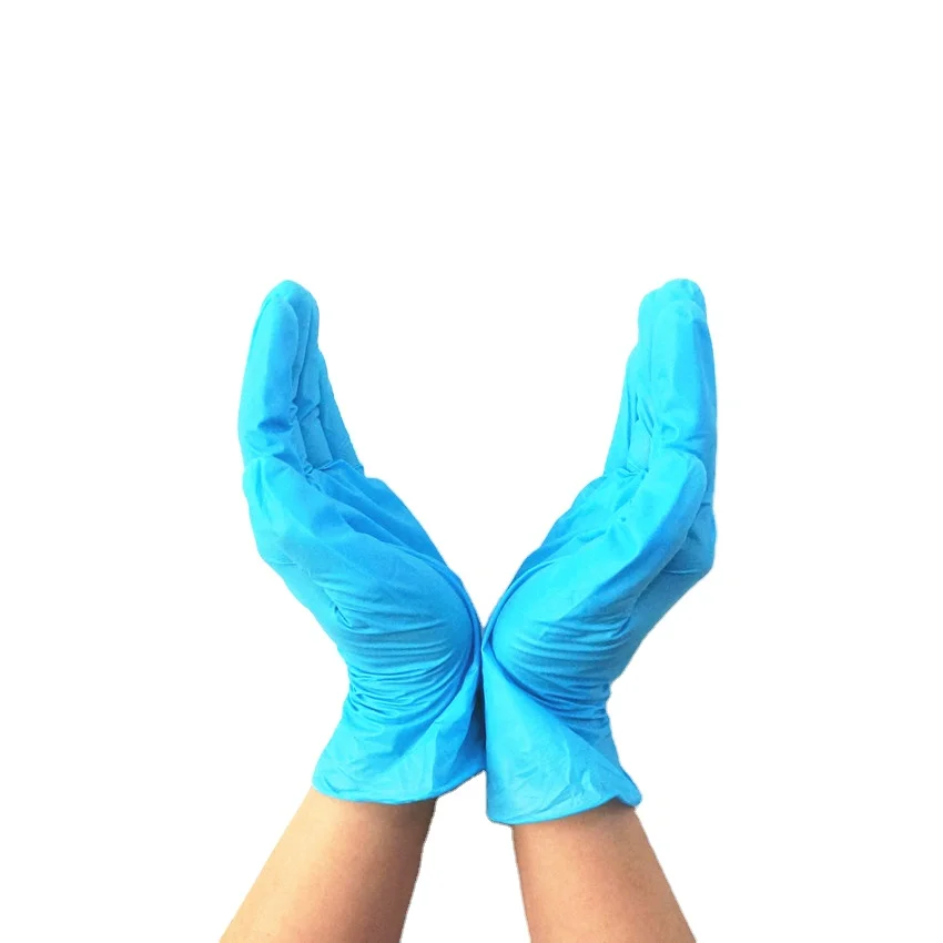 

Texured Blue Synthetic Gloves Powder Free Manufacture Latex Free Single Use Only Vinyl and Nitrile Blend Gloves