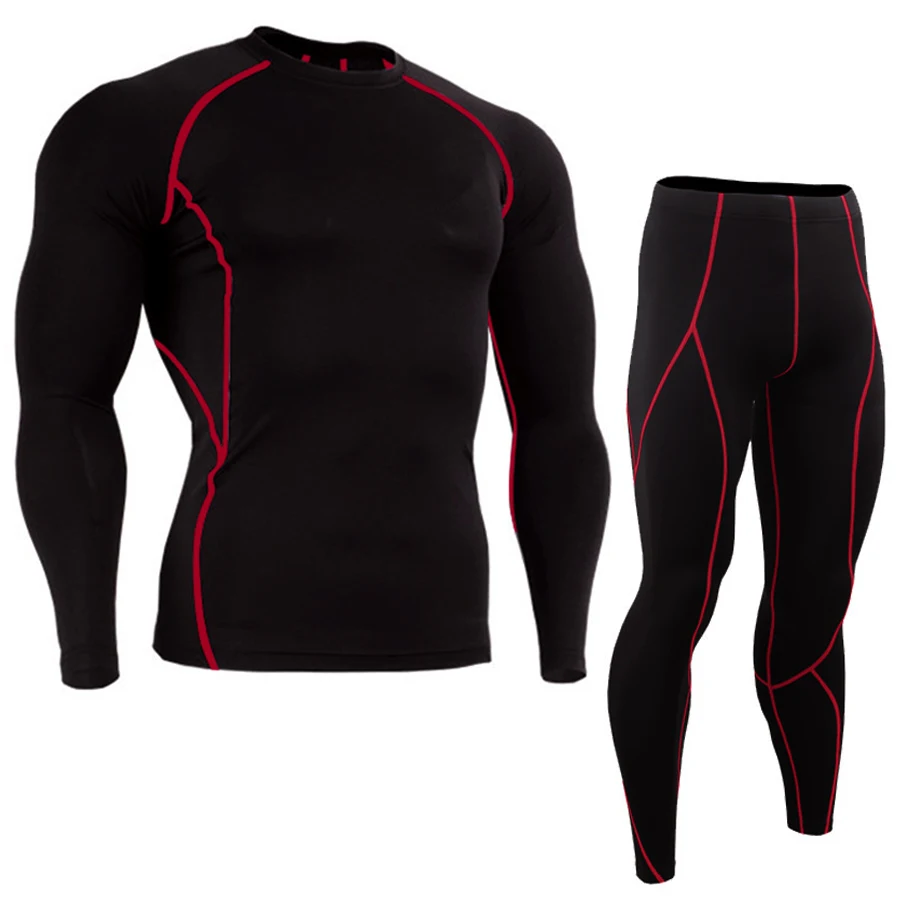 Quick Dry Compression Suits Long Sleeve Shirt + Pants Men's Running Set Fitness Tight Sport Suit Men Outdoor Jogging Sportswear
