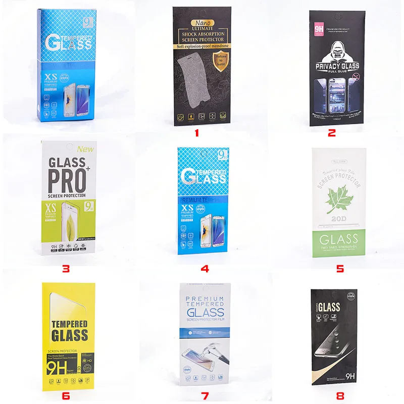

Tempered Glass Box Package Screen Protector, Multi colors