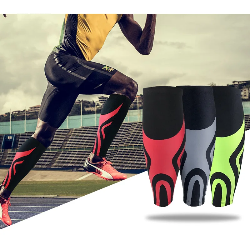 

high elastic breathable football basketball sports cycling run training calf support guard leg compression sleeve for men women, Black ,fluo green, orange, red,purple,blue, pink, etc