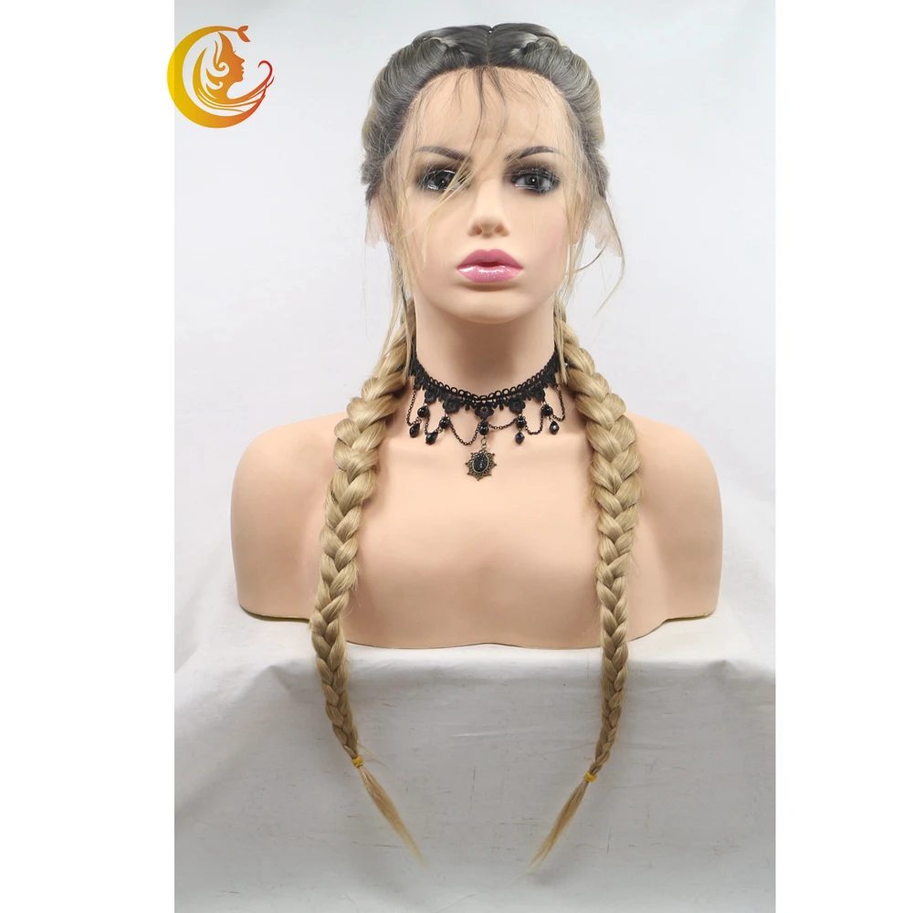 

Fashion two colors braid wigs Synthetic hair Lace front wigs Heat Resistant Fiber wigs