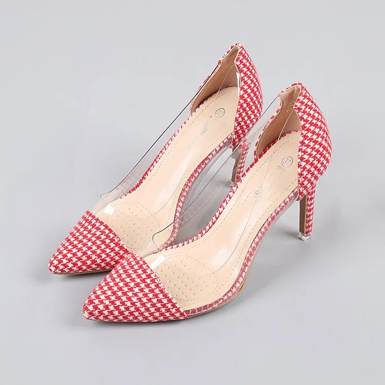 时尚性感尖头pvc女式高跟鞋