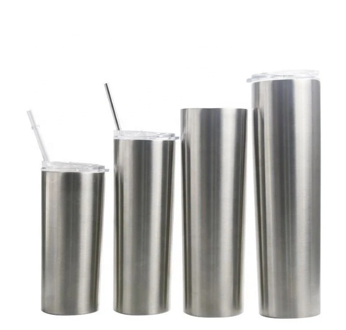 

US Local Warehouse 30 oz Double Wall Original Silver Stainless Steel Vacuum Insulated Straight Skinny Tumbler