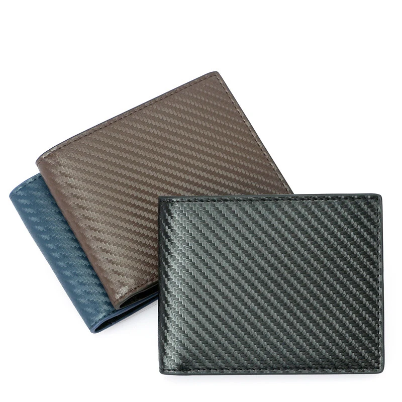 

RFID Blocking Wallet Men Genuine Leather Carbon Fiber Style 3D Waterproof Wallets Bifold Card Holder Purse, 4 colors
