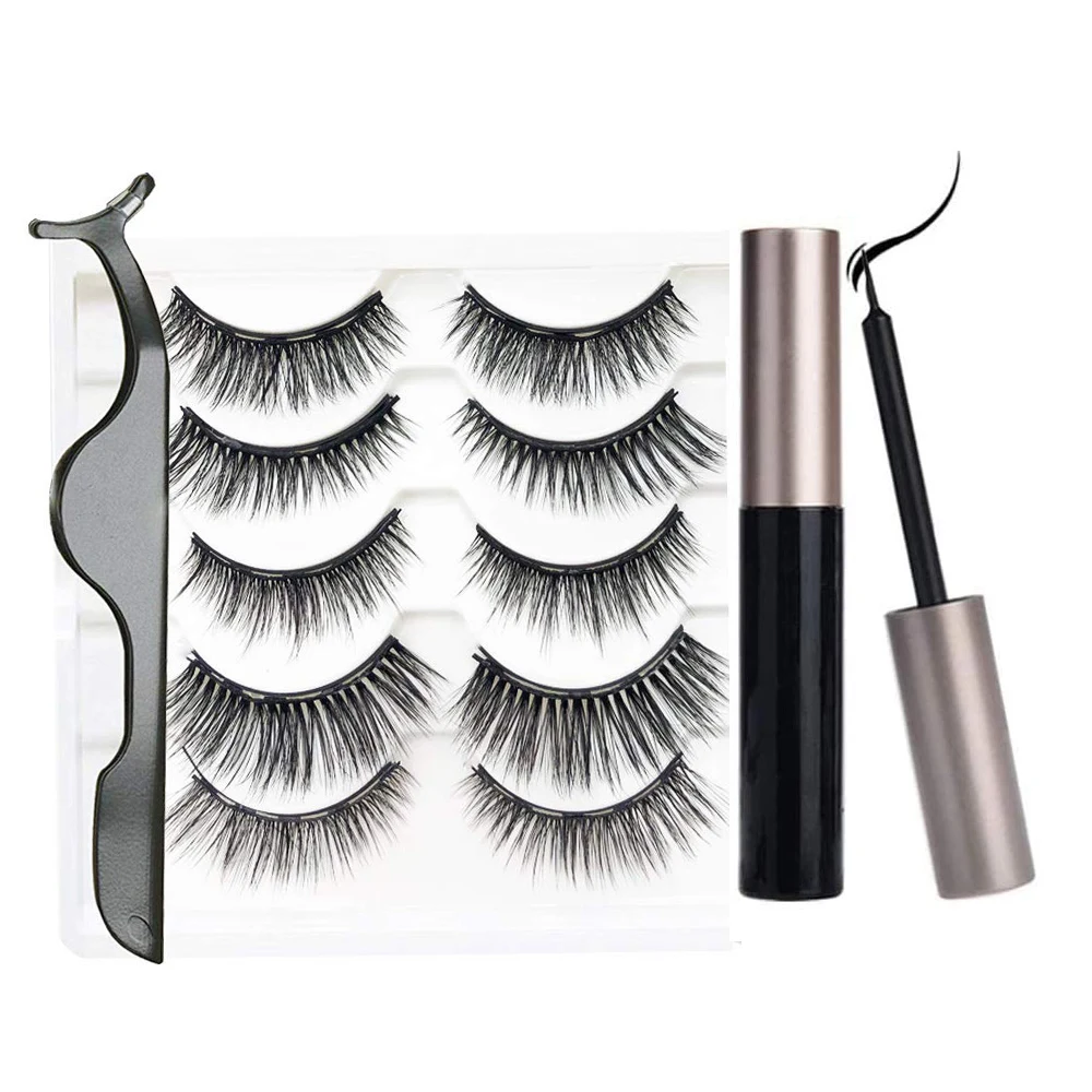 

Real Mink Eyelashes 2020 Hot Selling Private Label Magnetic Eyelash 3D Faux Mink Lashes Cases Magnetic Eyeliner, Black color