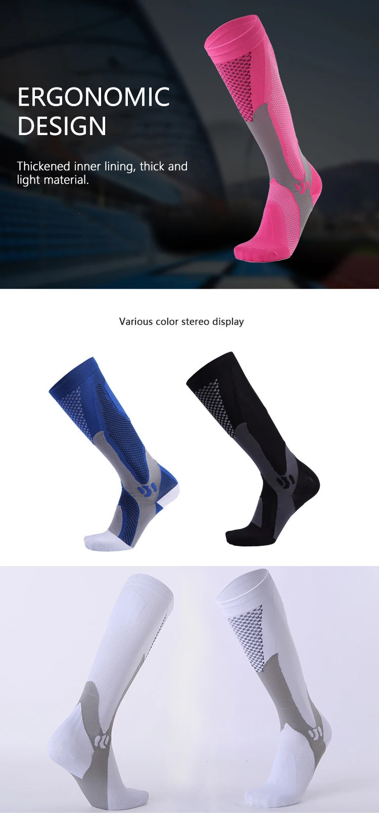 Enerup Whole Printing Colorful Copper Business Energy Compression Medical Crew Socks (8 Pairs) For Women & Men Private Label