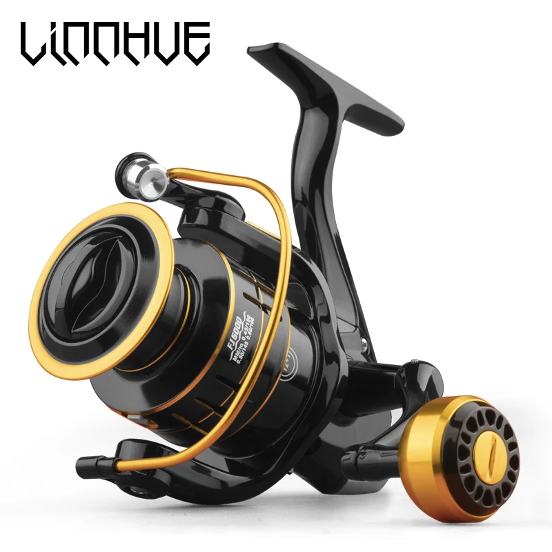 

LINNHUE Fishing Reel New Spinning Reel 8KG Powerful Max Drag All metal spool Saltwater Fishing Accessories, Black gold