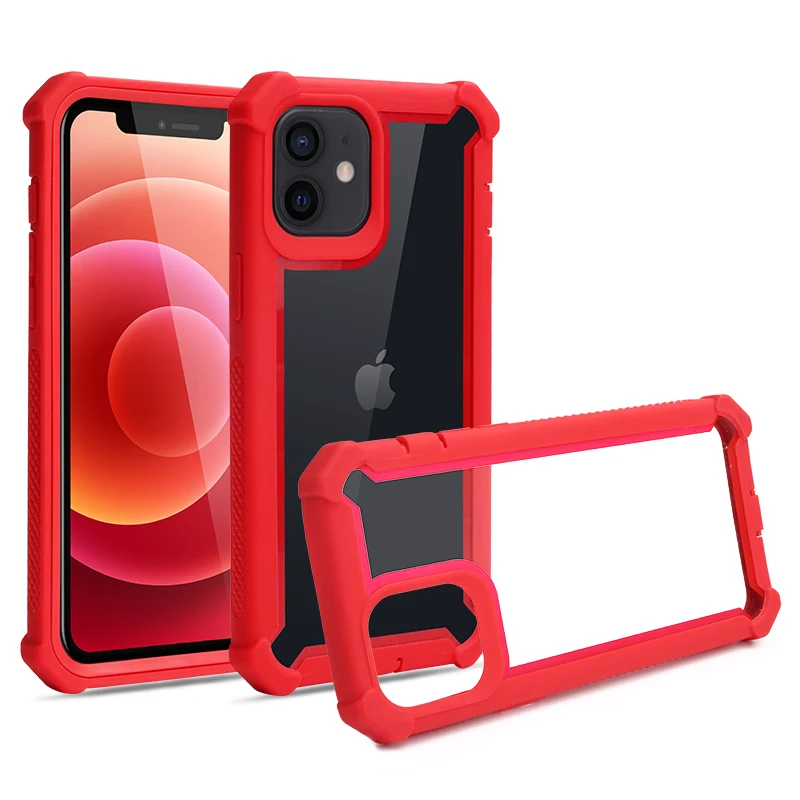 

lzb Shockproof Hybrid Case Transparent Protection PC Back Cover For iPhone 12, 10 colors