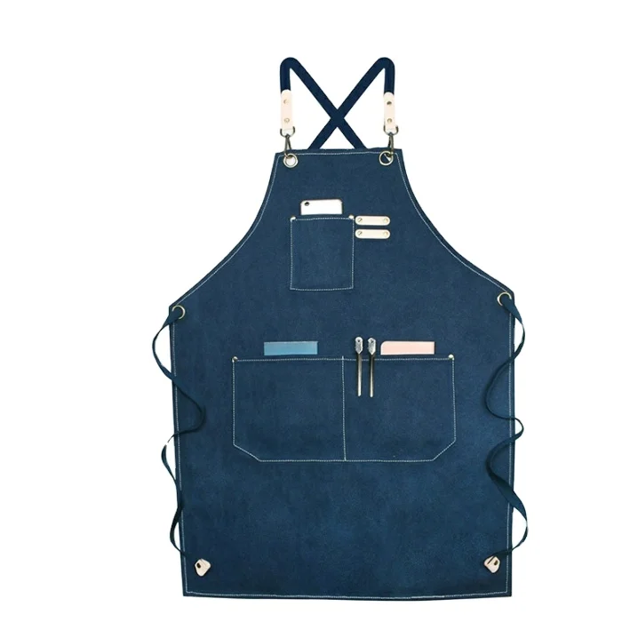 Canvas Kitchen Aprons Barista Apron Woman Men Chef Work Apron for Grill Restaurant Bar Shop Cafes Beauty Nails Studios Uniform
