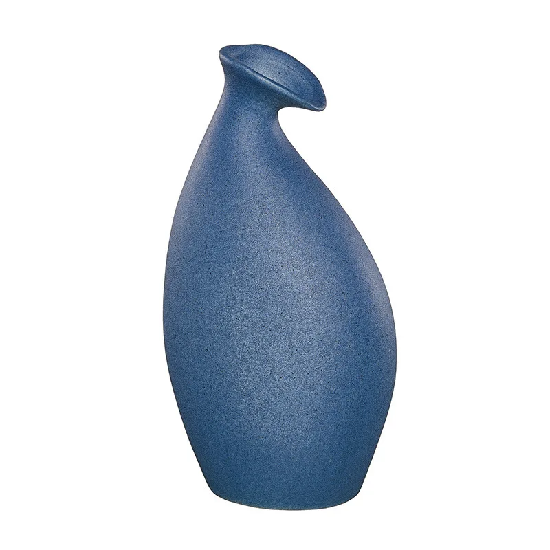 

Hot selling ceramic home decoration crafts blue small caliber vase