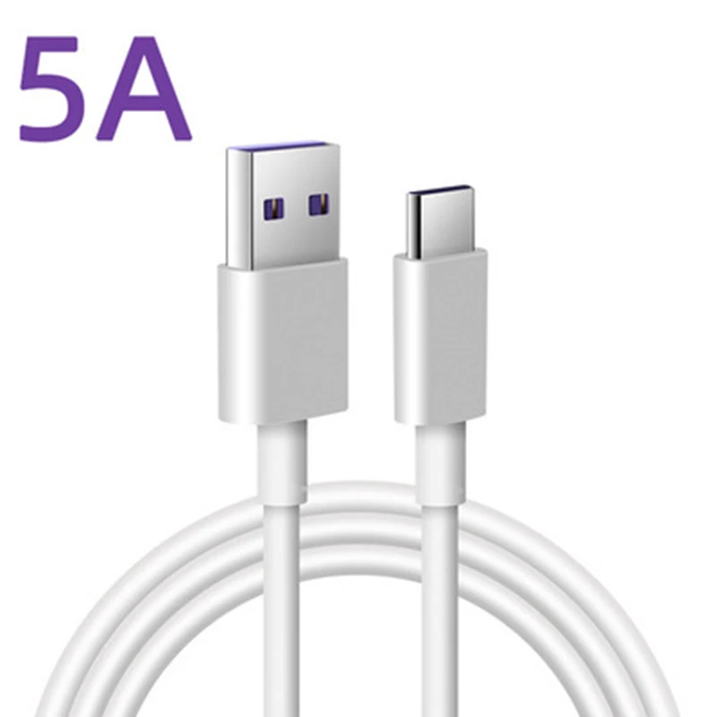 

2021 Amazon Hot Selling 5A USB Type C Cable For Samsung Xiaomi Huawei Fast Charge Mobile Phone Charging Wire White Cable