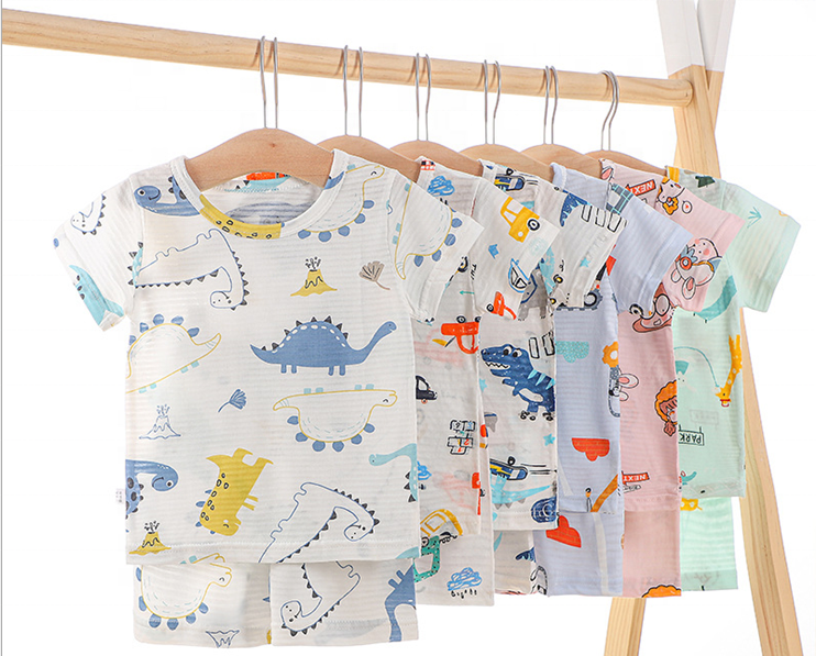 

Worsted Baby Summer Home Clothes Casual Short Sleeve 100% Cotton Baby Boy Clothes