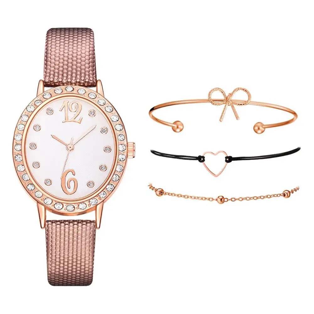 

2020 new full crystal ladies watch wholesale women watch set bracelet watch, As pic