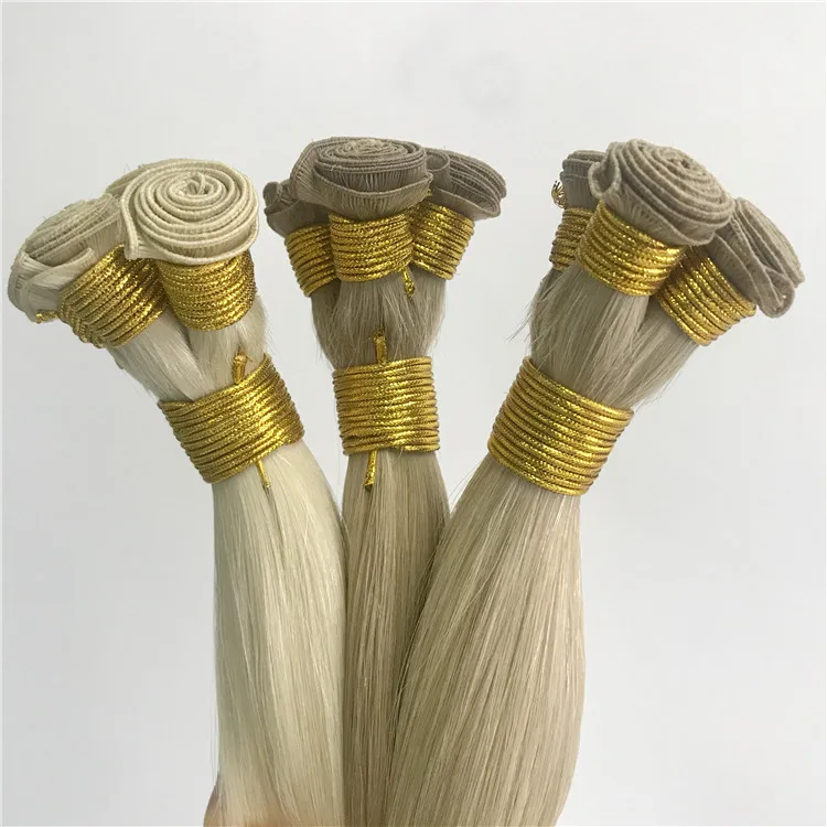 

Hand Tied Weft Extensions Tied In Genius Hair Slavic Hair Deluxe Virgin Cuticle Aligned Extension Color 2021 Samples Factory