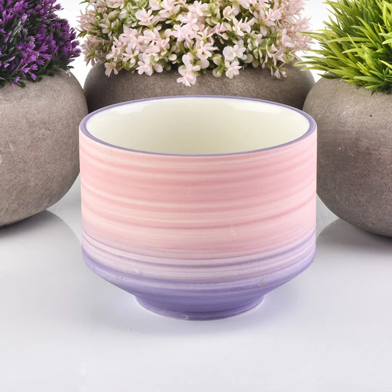 Supply Large Ceramic Candle Holder Handpainted Color Two Tones Home Decoration