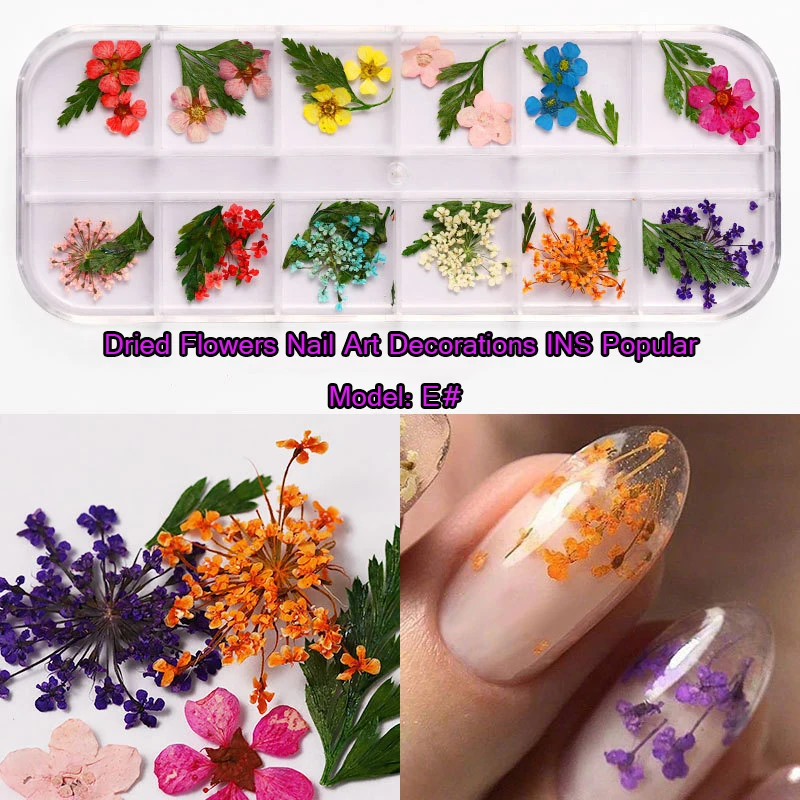 

2020 Hot 3D Nail Art Stickers Decoration Real Natural Nail Supplies Tips Manicure Decor Mixed Accessories Nail Dried Flowers