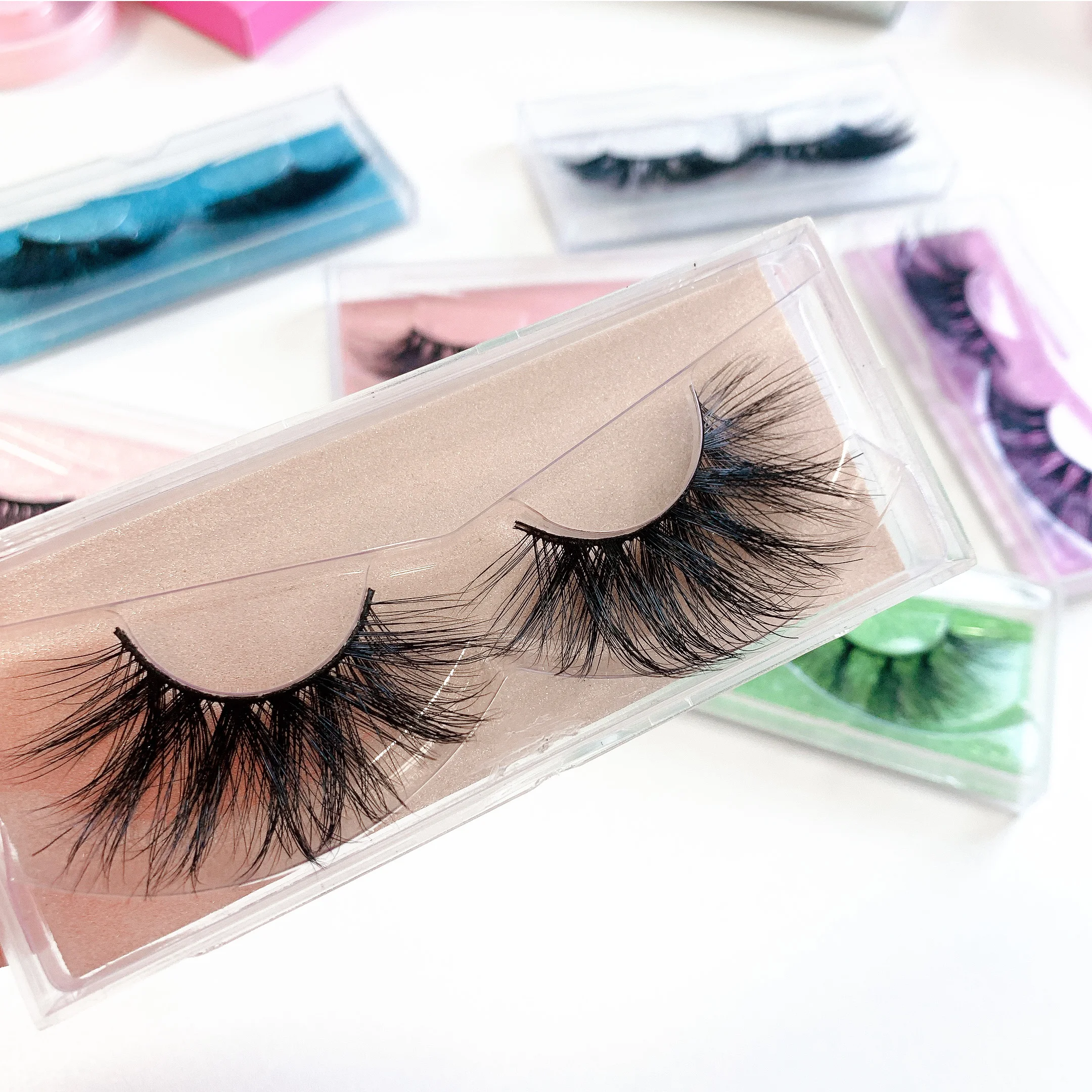 

wholesale 100% Cruelty Free Vegan 3d Fiber lashes Private Label Packaging Faux Mink Eyelashes Vegan Eyelashes, Black color