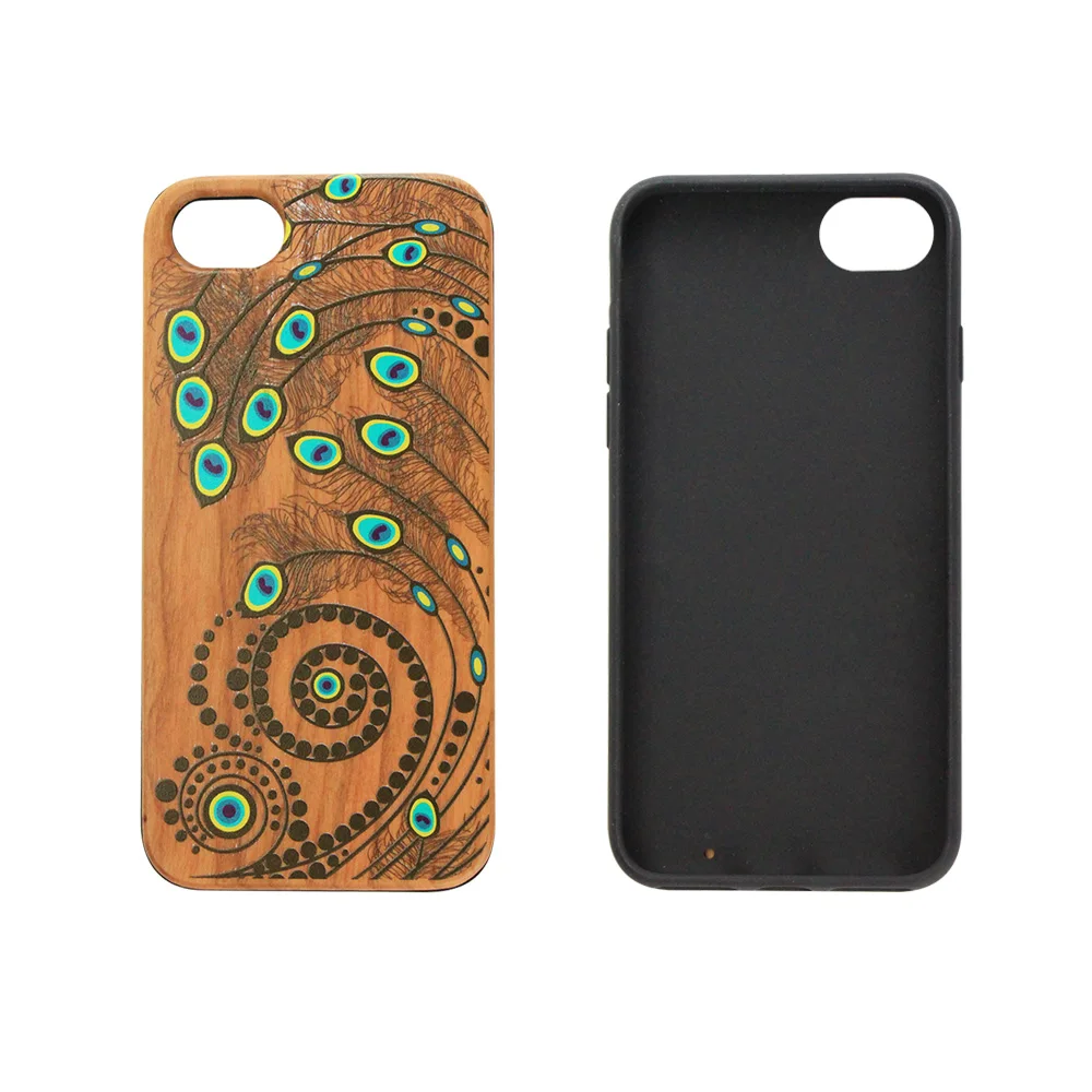 

Custom Wood Cell Phone Case for iPhone Laser Engraving Shock Bamboo Phone Cover Shell, Original wood color