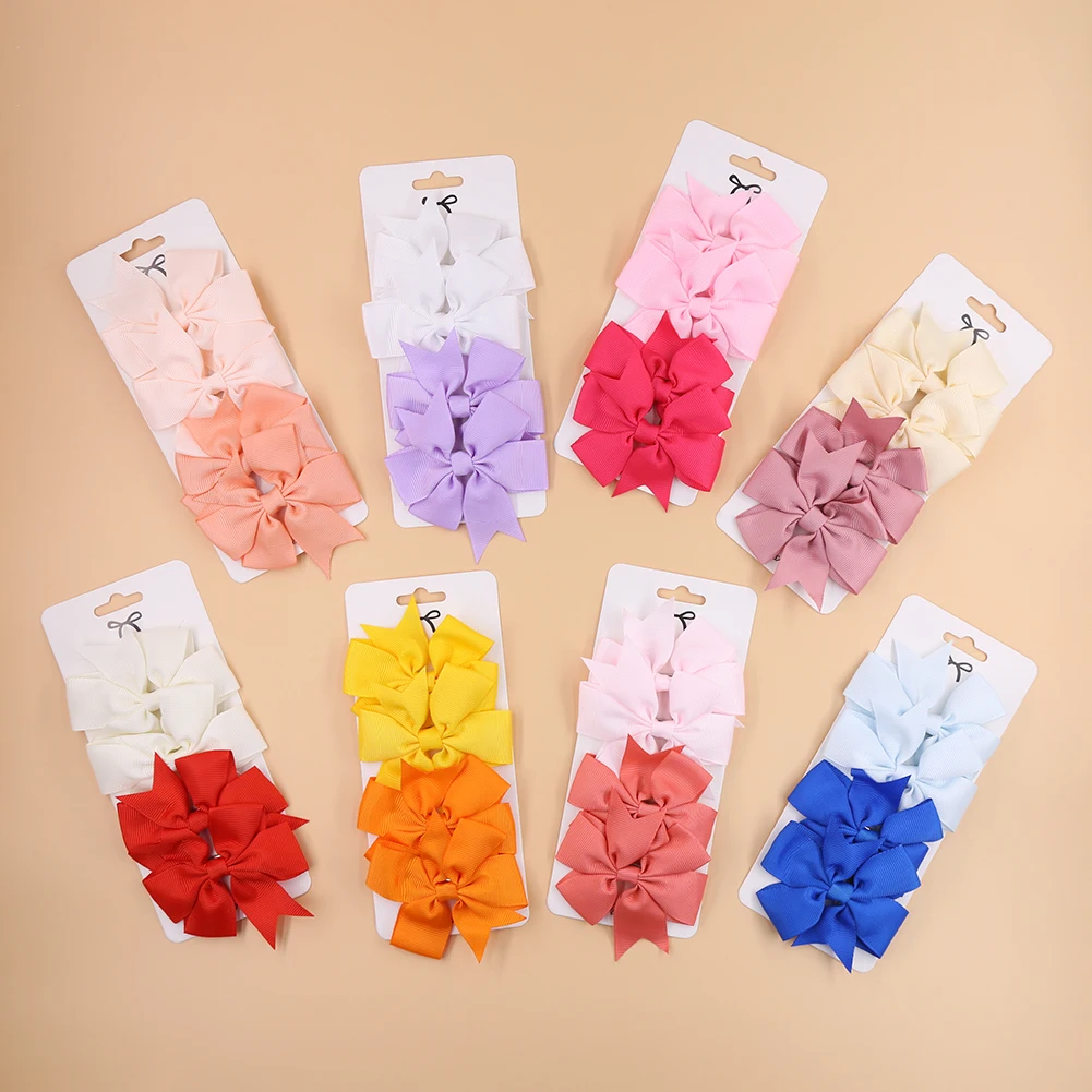 

Multi-color Korean Macaron Bowknot Plain Color Lovely Style Fabric Hairpins For Baby Girls Hair Clip Set