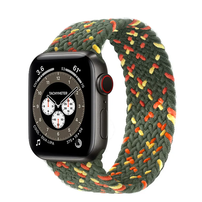 

Braided Solo Loop For Apple Watch Band 44mm 40mm 38mm 42mm Fabric Nylon Elastic Strap for iWatch Series 3 4 5 SE 6 Bracelet, Black
