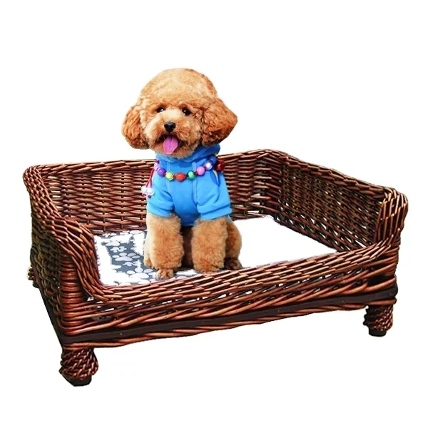 

Eco Friendly Handmade Safety Oval Square Pot Pet Bed Vietnam Woven Canopi Wicker Basket Water Hyacinth Rattan Cat And Dog Beg, Customized color