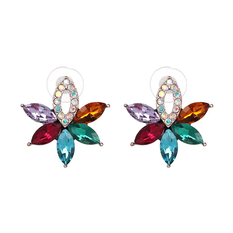 

Wholesale High Quality Colorful Cubic Zircon Flower Ear Studs earrings