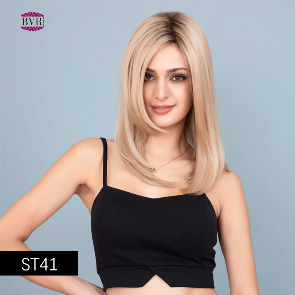 

BVR High Quality Natural Long Synthetic Ombre Fiber Wig With Highlights