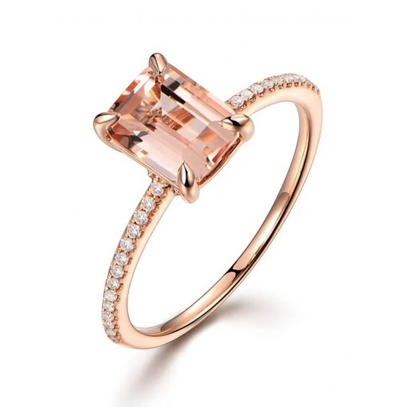 

2Pcs Ring/Set Rose Gold Filled White Crystal Zircon Hot Sale Wedding Engagement Ring Size 5-11 For Women Men