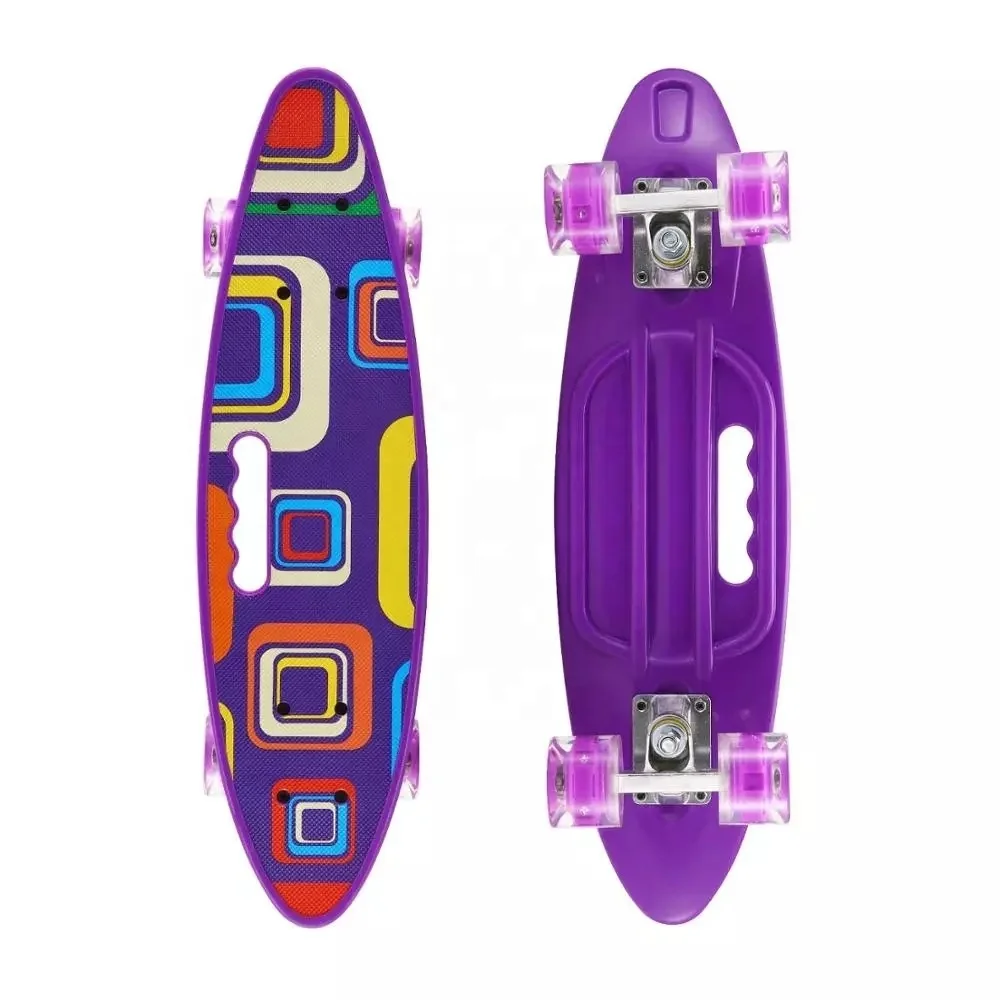 

TY Plastic Skate Board Long board And Mini Skateboard Have Bendable Deck LED Light Up Wheel For Children Adults