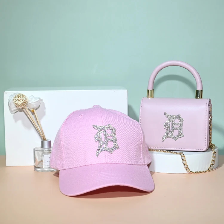 

2021 Designer brand new arrivals two piece hats and purses handbags set matching purse and hat set, 7 colors