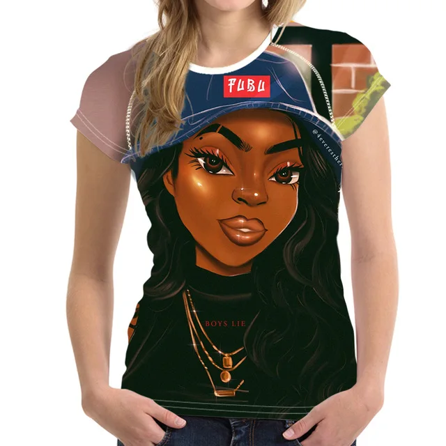 Black Art African Girls Printing T Shirts Women Summer Short Sleeve