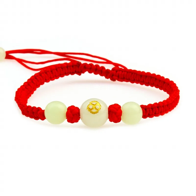 

12 Chinese Zodiac Sign Customizable Knitting Bracelets Handmade Luminous stone Bracelet, Red