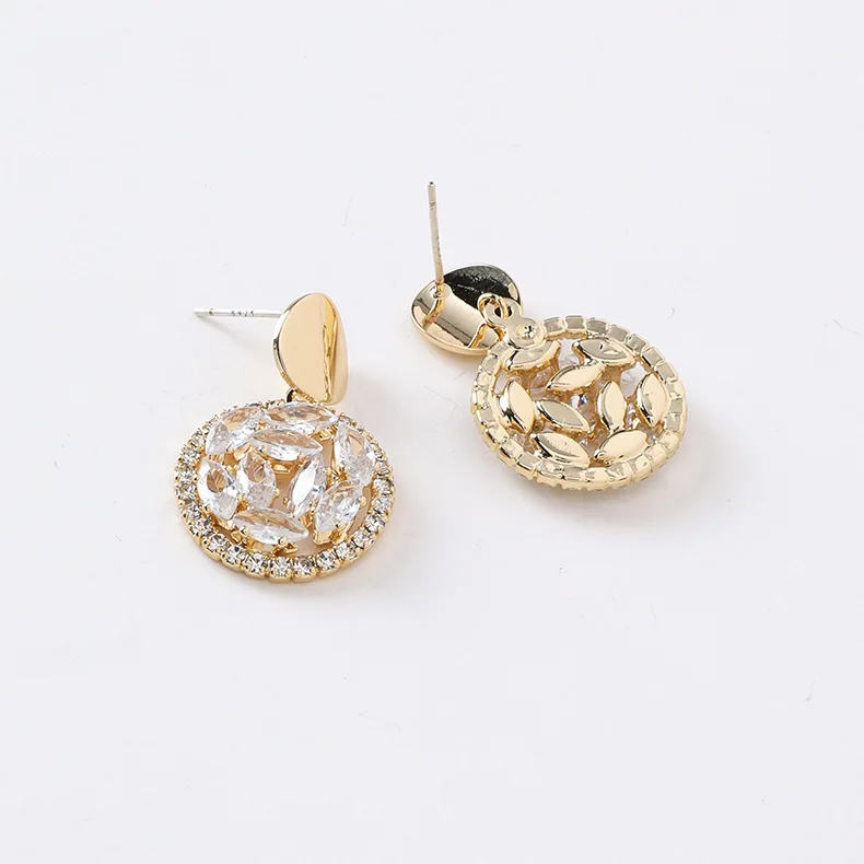 

Trendy Fashion Ethnic Style Geometric Shell Stone Zircon 24K 18K Gold Plated Earrings
