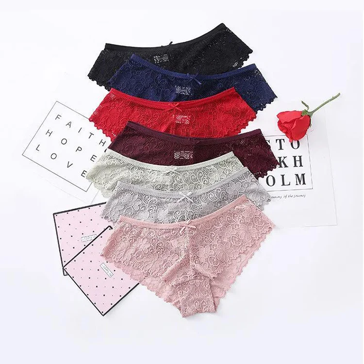 

Wholesale Ladies Panties Underwear Sexy Lace Breathable Soft Lingerie Female Briefs Panty Sexy Transparent Women's Underpants, Customized color