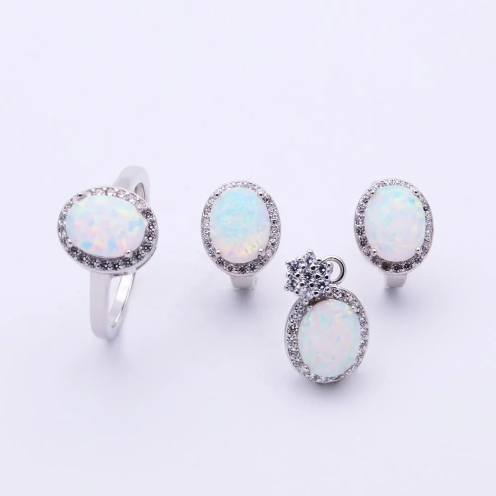 

DiFeiYa wholesale opal sterling silver 925 jewelry sets for ladies ring with zircon