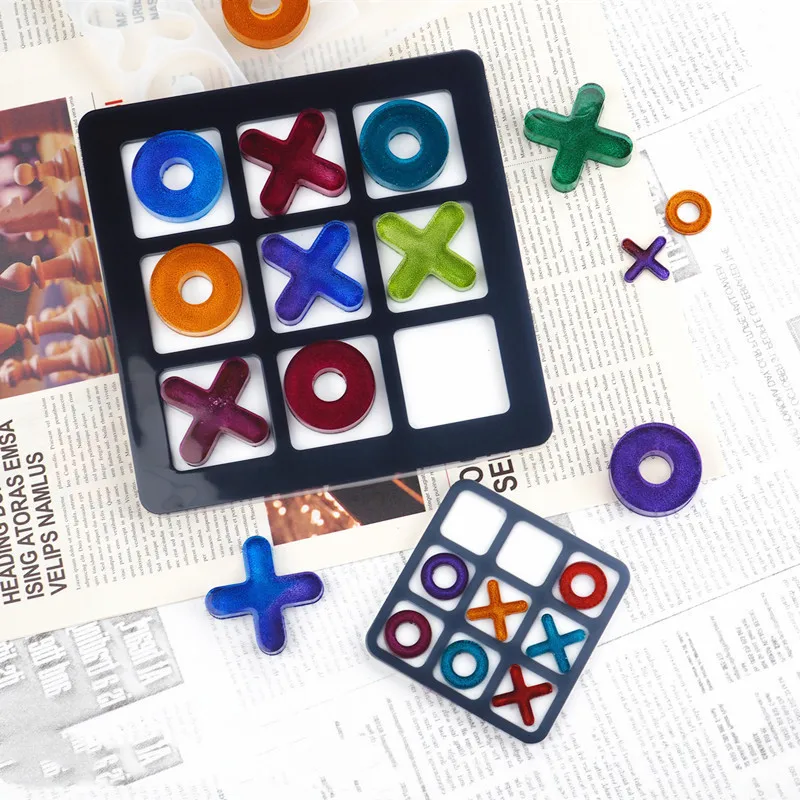 

Handmade Tic Tac Toe Silicone XO Chess Mold for DIY Resin Children's Table games, Transparent