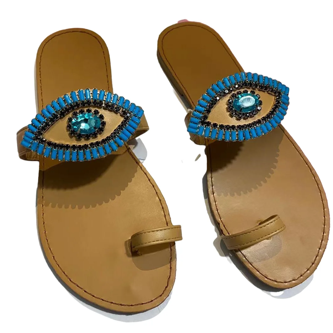 

2021 new fashion summer glitter beach slides bling sandals women