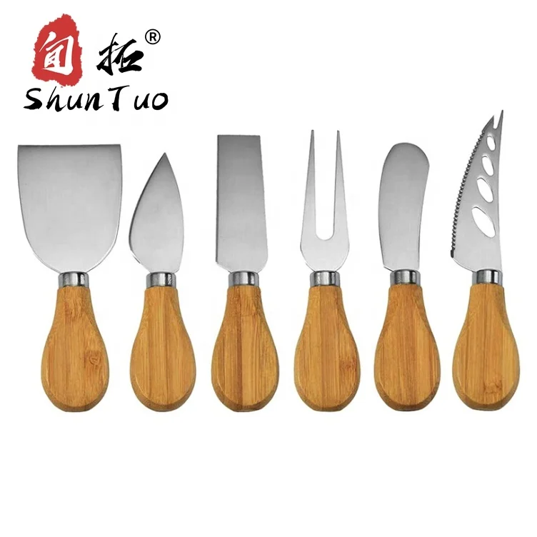 

Best sales wood bamboo handle the better cartoon jam stainless steel butter spreader gold knife set cheese, Customized