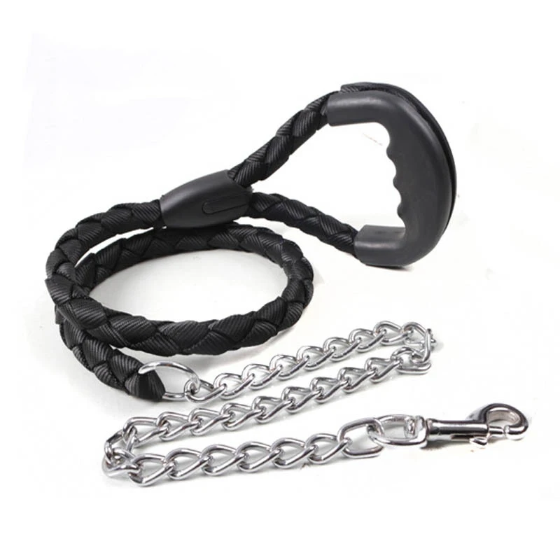

Pet Collar Leashes Leather Handle And Metal Chain Dog Leash Dog Collar Chain, Many