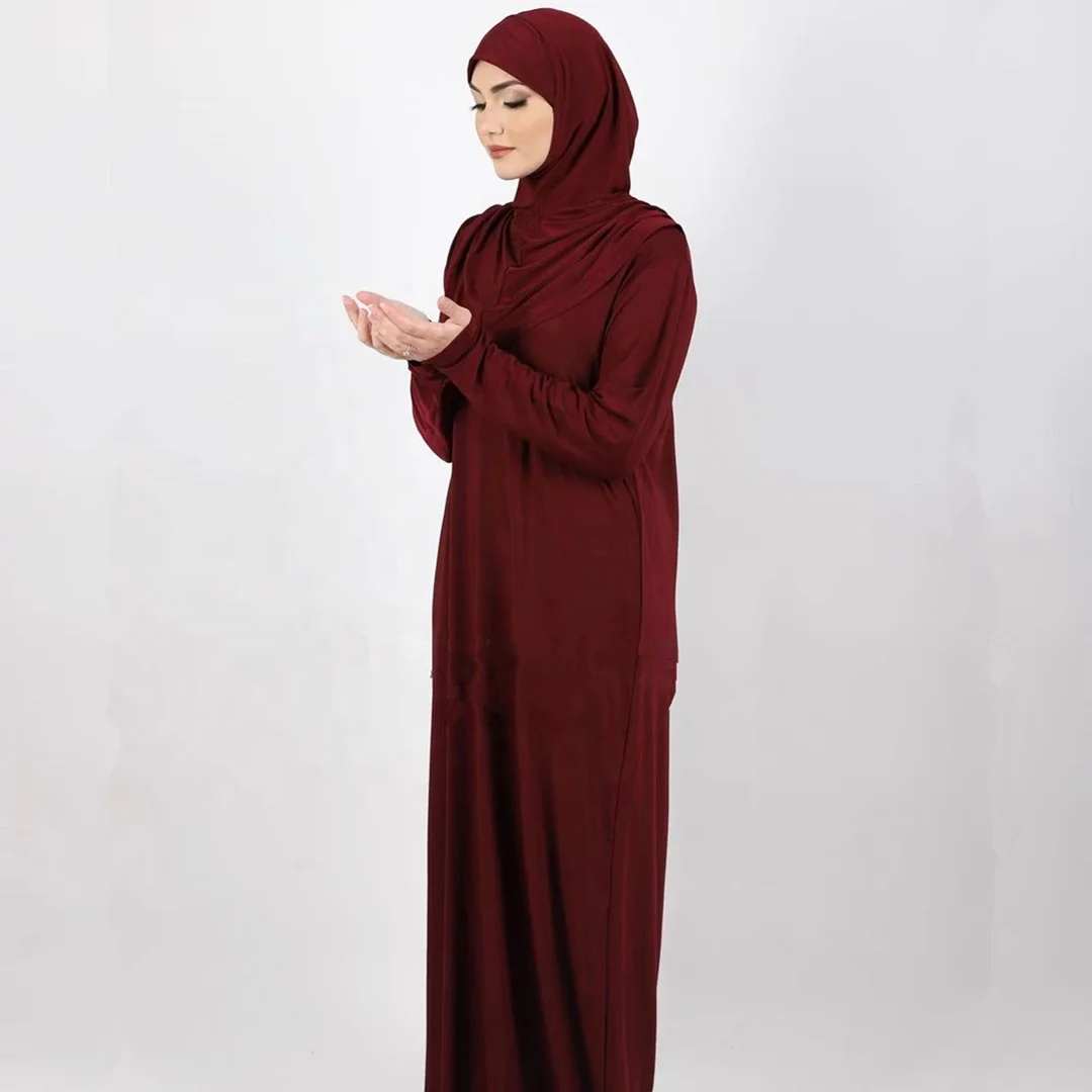 

2021 New Plain Solid Color Long Khimar Hijab Abaya Jilbab Ramadan Prayer Long Dress Robe Islamic Clothing, 8 colors
