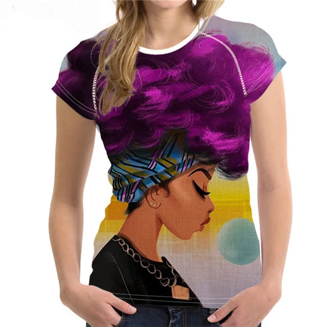 Black Art African Girls Printing T-shirts For Women Summer Short Sleeve ...