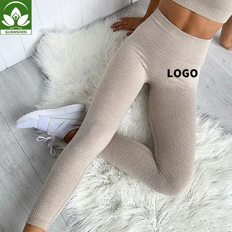 

Hot Sale Sportswear Women Seamless Leggings Custom Ribbed Yoga Pants Leggings