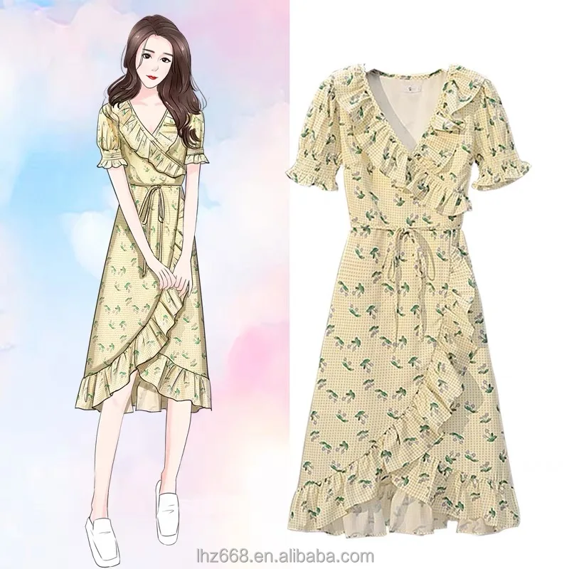 

2021 New styles Women Dress floral-print dress fashion casual dress for girls